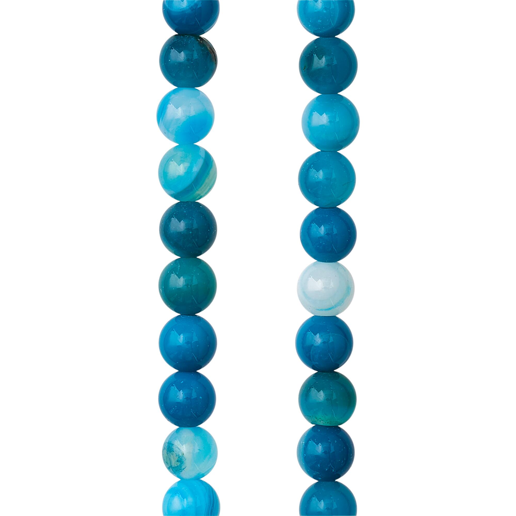 12 Pack: Blue Striped Agate Round Beads, 6mm by Bead Landing™